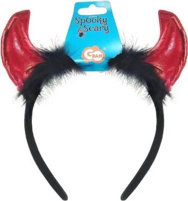 Productafbeelding van Halloween hoornhoofdband met imitatiebont