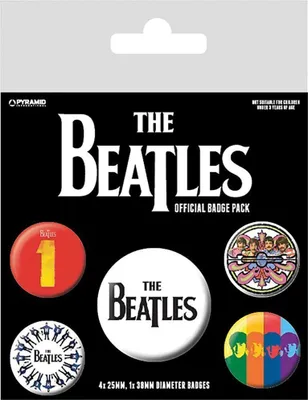 Image de The Beatles - Set de 5 badges - métal BS3392 (taille unique) (Noir/Blanc/Jaune)