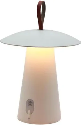 Produktbild von LUMISKY FUNGY Kabellose Tischleuchte - H 29 cm - Aluminium - Ledergriff – Warmweißes LED-Licht