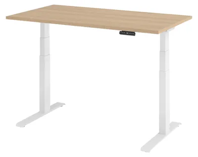 Produktbild von bümö Schreibtisch elektrisch XDKB - Gestell: Weiß, Nachbildung: Eiche, Größe: 140 x 80 cm