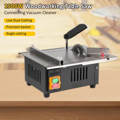 Obrázok produktu pre 1200 W 340 mm x 280 mm stolová kotúčová píla na obrábanie dreva, dekorácie, novo vylepšená doska z nehrdzavejúcej ocele s uhlovým pravítkom a nastaviteľnou zadnou stranou