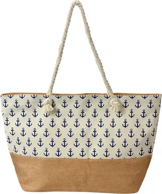 Zdjęcie produktu dla Juleeze JZBG0319 Torba plażowa Brązowy Beż 55x1x36 cm Wzór kotwicy Poliester