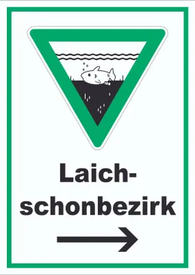 Produktbild von Laichschonbezirk Richtungspfeil rechts Schild A5 (148x210mm)