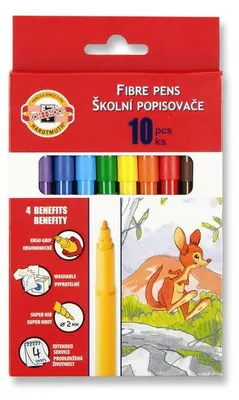 Zdjęcie produktu dla Koh-I-Noor Flamastry szkolne 10 kolorów zmywalne