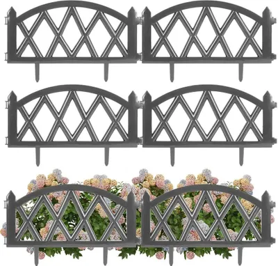 Obrázek produktu pro 6x plastový zahradní plot šedý ohraničení palisáda ohraničení trávníku 3 m