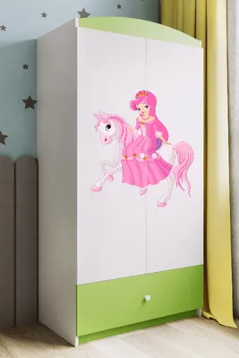 Image de Armoire à vêtements pour enfants Babydreams Armoire à portes battantes Princesse II Vert