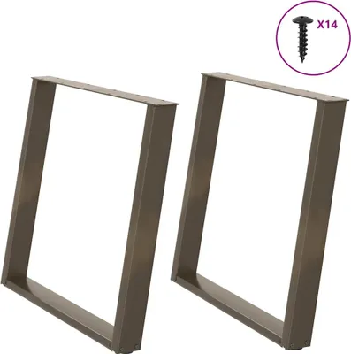 Zdjęcie produktu dla Nogi do stołu jadalnego w kształcie litery U 2 szt. Naturalna stal 90x(72-73) cm Stal