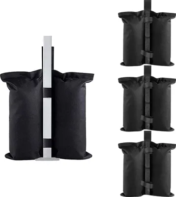Immagine prodotto di Sacchi di sabbia per gazebo da giardino Set di 4 zavorre di alta qualità per gazebo da giardino Realizzati in tessuto Oxford 600D Zavorre per gazebo da giardino Adatte a tende, gazebo da giardino e ombrelloni (nero)