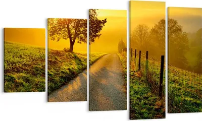 Produktbild von Bild auf Leinwand - Leinwandbild - Feld Straße Baum - 100x60cm - Wand Bild - Wanddeko - Wandbilder - Leinwanddruck - Bilder - Kunstdruck - Wanddekoration - Leinwand bilder - Wandkunst - EG100x60-3851