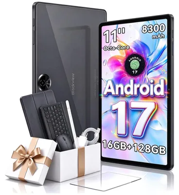 Productafbeelding van Android 17 tablet, 11-inch tablet met toetsenbord en stylus, grijs
