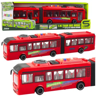 Produktbild von Gelenkbus mit öffnenden Türen, Licht und Geräuschen, rot, 1:16