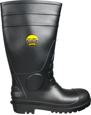 A black Safety Jogger heavy-duty boot is shown against a white background.