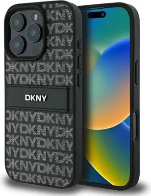 Zdjęcie produktu dla Etui DKNY Texture Pattern Tonal Stripe do iPhone 16 Pro czarny