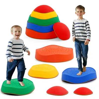 Produktbild von Set von 6 Balance-Steinen für Kinder, Antirutsch Hügel