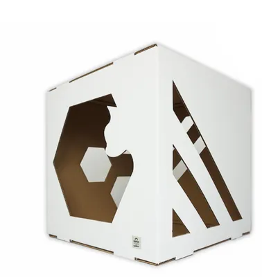 Produktbild von KAPAK CUBE Katzenhaus aus 5-lagiger Wellpappe 35x35x35 cm Weiß