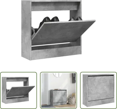 Obrázek produktu pro The Living Store Botník betonový šedý 60x21x57 cm materiál na bázi dřeva