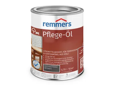 Zdjęcie produktu dla Remmers Maintenance Oil antracytowo-szary intensywny, 0,75 l, olej do drewna wewnątrz i na zewnątrz, wodoodporny, odporny na warunki atmosferyczne, odpowiedni do mebli ogrodowych i drewnianych tarasów