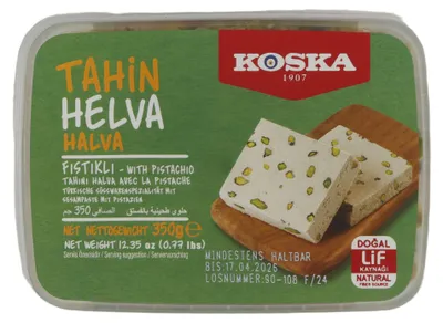 Produktbild von Sesampaste Koska Tahin Helva mit Pistazien | Süßspeise | Traditionelle türkische Süßware | 350 g