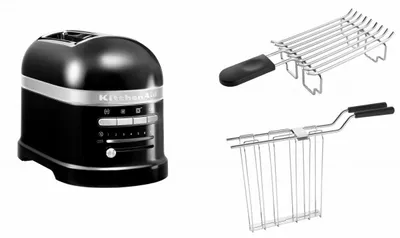 Produktbild von KitchenAid Set 1, Toaster + Brötchenaufsatz Artisan 5KMT2204 Onyx Schwarz