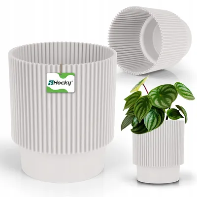 Obrázek produktu pro Plastová osłonka na květiny 15 cm bílá moderní odolná
