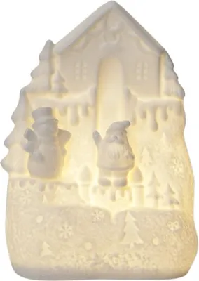 LED Haus 'Vinter' - Santa am Haus - 1 warmweiße LED - H: 15,5cm  - Batteriebetrieb - weiß