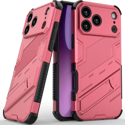 Produktbild von Armor Hülle für iPhone 17 Pro Max Hybrid PC TPU Bumper Stoßfestes Schutzhülle mit Standfunktion Rosa