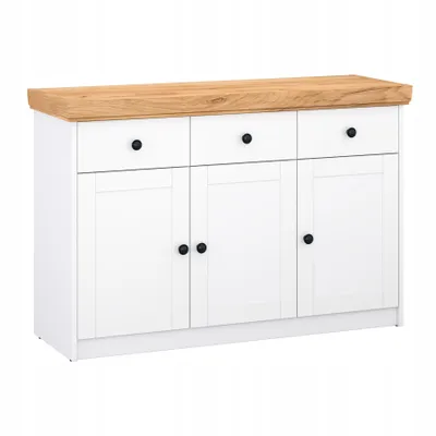 Produktbild von Sideboard Savo - Weiß Matt & Eichenoptik – 3 Türen, 3 Schubladen