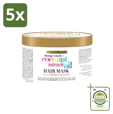 Zdjęcie produktu dla 5 x Maska do włosów OGX Coconut Miracle Oil - dla zniszczonych włosów - 300 ml - zestaw ekonomiczny - 5 sztuk