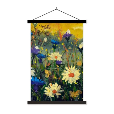 Produktbild von MuchoWow® Textilposter Malerei - Ölfarbe - Natur - Blumen 120x180 cm mit schwarzem Rahmen - Fotos