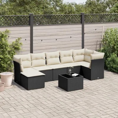 Produktbild von 8-tlg. Garten-Sofagarnitur - mit Kissen Schwarz Poly Rattan - Gartenmöbelset 3249815