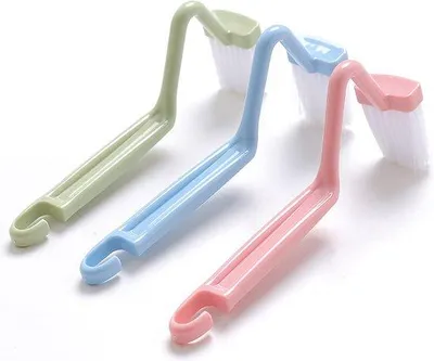 Immagine prodotto di Set di tre spazzole per WC - Spazzola per pulire il WC - Spazzola per WC con testine piccole - Spazzola ricurva per WC - Spazzola per WC in plastica