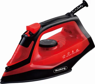 Immagine prodotto di Ferro da stiro Rosberg R51050G, 1850-2200 W, ceramica, autopulente, termostato, 160 ml, rosso/nero