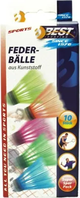 Produktbild von Bunte Federbälle, leuchtende Farben, hochwertig, 10er Spar Pack