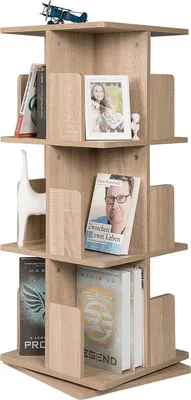 Zdjęcie produktu dla Happyment Obrotowy regał deluxe - 3 poziomy - Regał - Salon i sypialnia - MDF - 39x39x128 cm