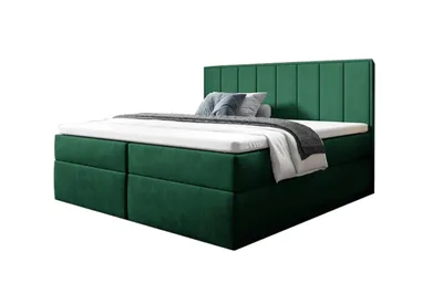 Produktbild von Bettso Modernes kontinentales Bett mit Topper für Schlafzimmer HAVANA grünes 160x200