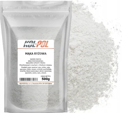 Zdjęcie produktu dla MĄKA RYŻOWA 500g Naturalna mąka z ryżu idealna do wypieków jakość Kol-Pol