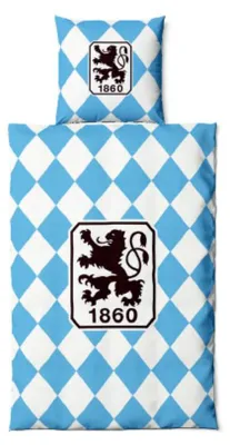 Produktbild von TSV 1860 München Bettwäsche Raute weiß/hellblau