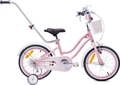 Zdjęcie produktu dla Rower dla dziewczynki 16 cali 4-6 lat pchacz kółka boczne Heart Bike różowy Sun Baby