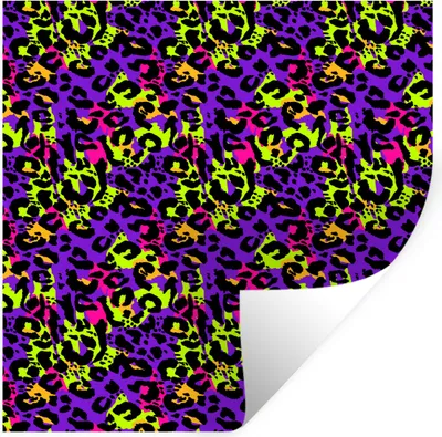 Produktbild von MuchoWow® Wandtattoo Wandsticker Wandaufkleber Tiermuster - Neon - Lila - Gelb 100x100 cm Selbstklebend und Repositionierbar - Wierderverwendbar - Selbstklebend