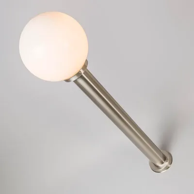 Zdjęcie produktu dla Nowoczesna lampa zewnętrzna na słupek stal nierdzewna 100 cm z plastikową kulą IP44 - Sfera