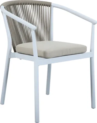 Imagen del producto de AXI Suvi Sillas de Jardin, 2 Sillas Blancas, Cojines de Poliester Caqui, Respaldo de Cuerda de olefina | 2 Sillas de Jardin de aluminio | Sillas de