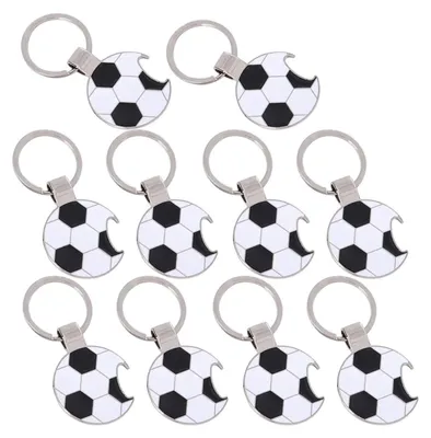 10er-Set Fußball-Flaschenöffner-Schlüsselanhänger aus Metall