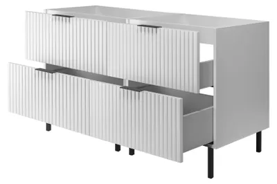 Produktbild von Badezimmerschrank, Weiß + schwarzer Griff, 120 x 77 x 46 cm, B 120 cm