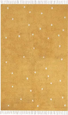 Zdjęcie produktu dla BELIANI Dywan bawełniany w kolorze żółtym 140x200 cm z białymi kropkami dziecięcy