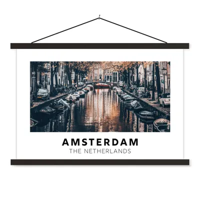 Produktbild von MuchoWow® Textilposter Amsterdam - Niederlande - Wasser 150x100 cm mit schwarzem Rahmen - Schlafzimmer