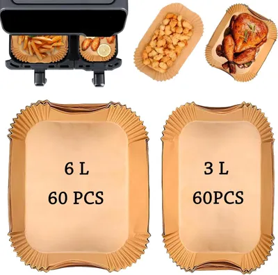 Produktbild von Airfryer Backpapier für Heißluftfritteuse Dual Basket Serie 3000/5000 – Antihaft Einweg Backpapier Zubehör, kompatibel NA350/00