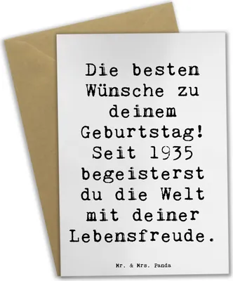 Produktbild von Mr. & Mrs. Panda Grußkarte Spruch 1935 Geburtstag - Weiß - Geschenk, dankeskarten, vatertagskarte, Geburtstagsgeschenk, feiern, Happy Birthday, hochzeitskarten, Lächeln