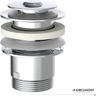 Produktbild von KIRCHHOFF Universal Waschbecken Ablaufgarnitur, Pop Up Waschbeckenstöpsel, Ablaufventil mit Überlauf, Abfluss Stöpsel für Badezimmer Waschbecken Chrom