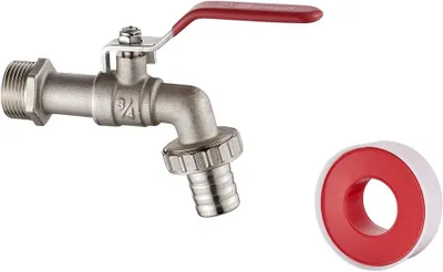 Produktbild von Gartenschlauchanschluss, Außenwasserhahn, mit Anschluss für Wasserleitung, Wandanschluss G3/4, Messing, Grau