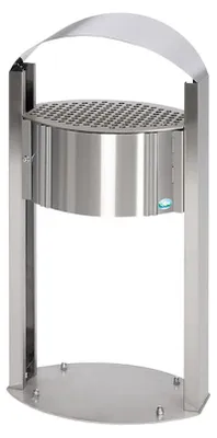 Produktbild von Robuster Standascher mit Schutzdach für den Aussenbereich | 15 Liter, HxBxT 120x58x35cm | Edelstahl